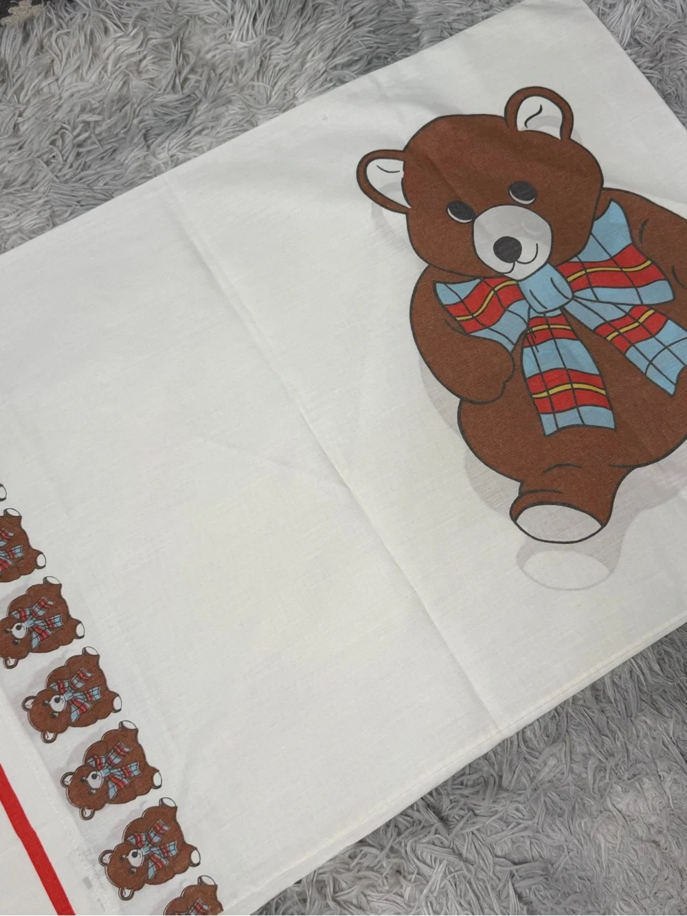 Vintage Royal Family Teddy Bear Pillowcase Standard Queen Cotton Blend USA